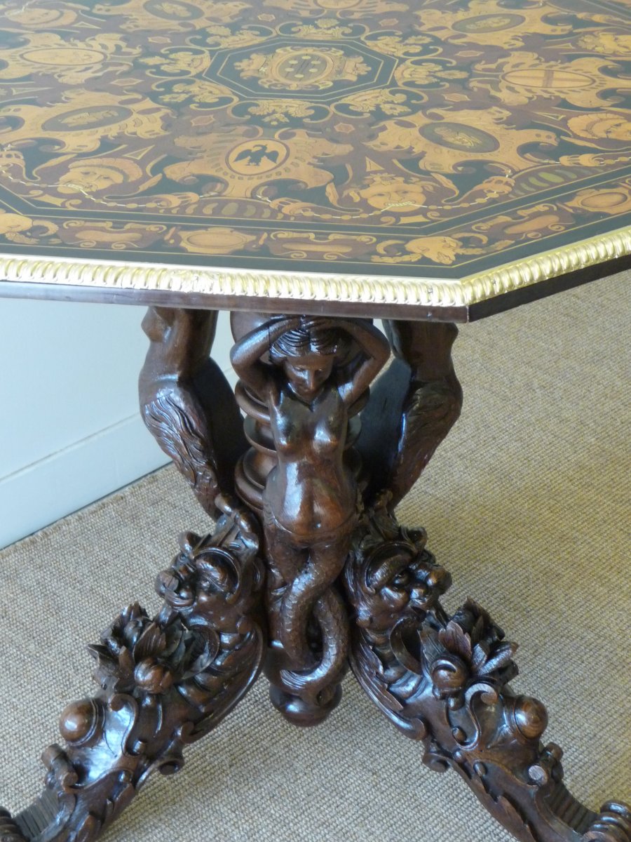 Napoleon III Marquetry Pedestal Table-photo-6