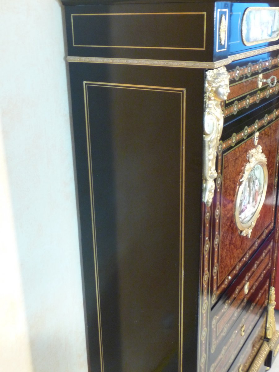 Secretary In Marquetry Boulle Diehl Napoleon III-photo-2