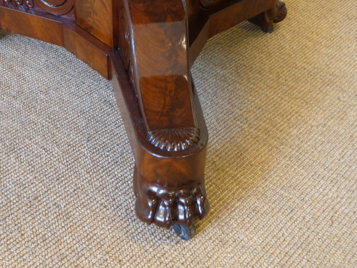 Cuban Mahogany Pedestal Table, Restoration Period-photo-3