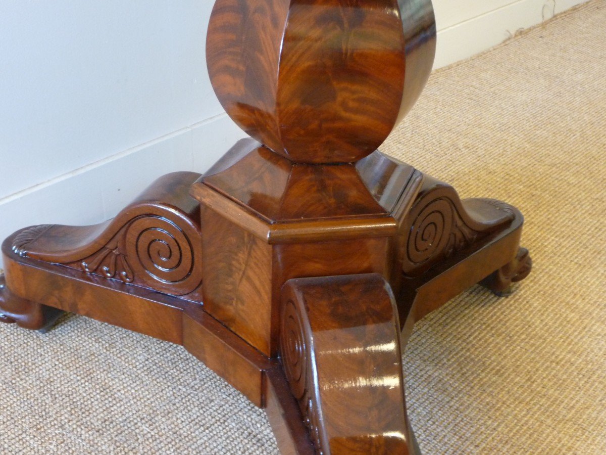 Cuban Mahogany Pedestal Table, Restoration Period-photo-4