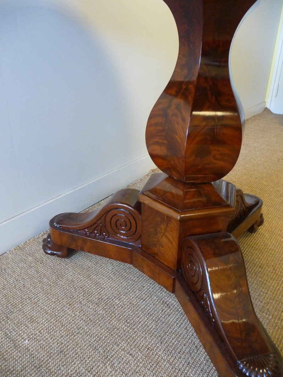 Cuban Mahogany Pedestal Table, Restoration Period-photo-1