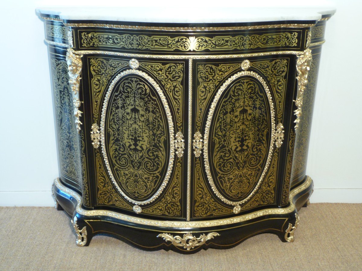 Support Cabinet In Boulle Marquetry Two Doors-photo-2