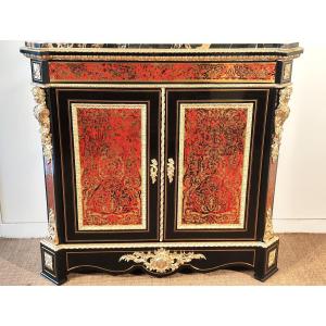 Meuble d'appui en marqueterie boulle deux portes d'époque Napoleon III