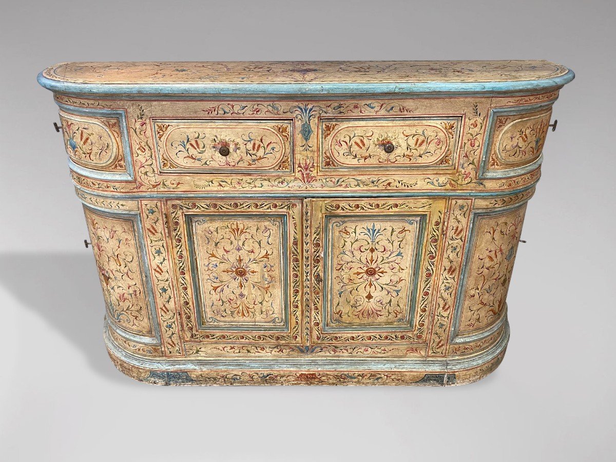 19th Century Italian Floral Painted Credenza-photo-2