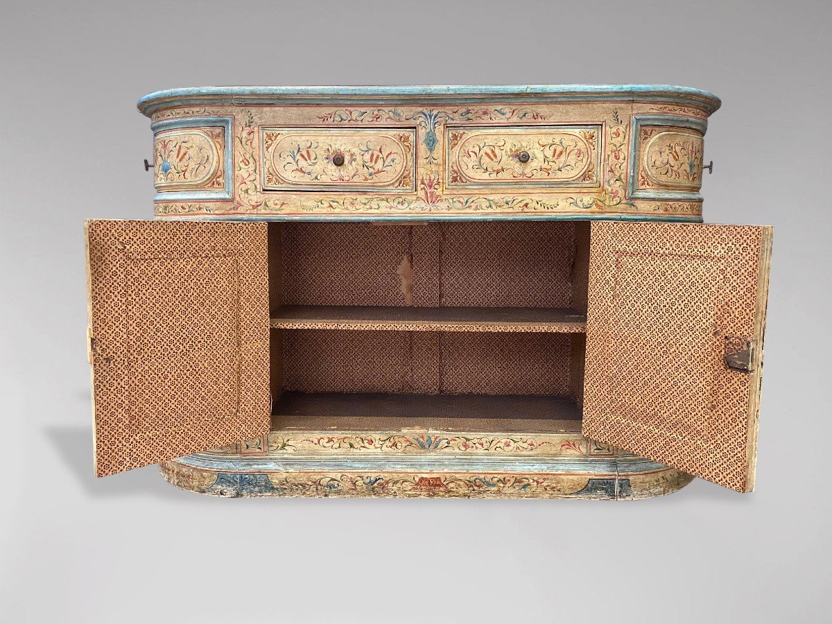 19th Century Italian Floral Painted Credenza-photo-3