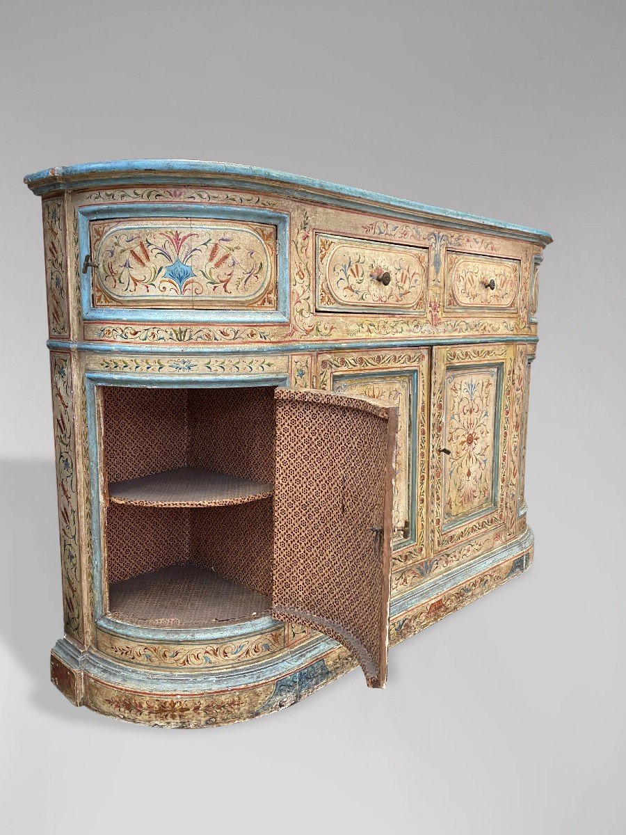 19th Century Italian Floral Painted Credenza-photo-4