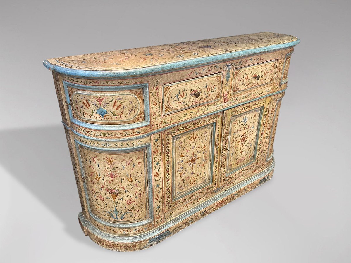 19th Century Italian Floral Painted Credenza-photo-4