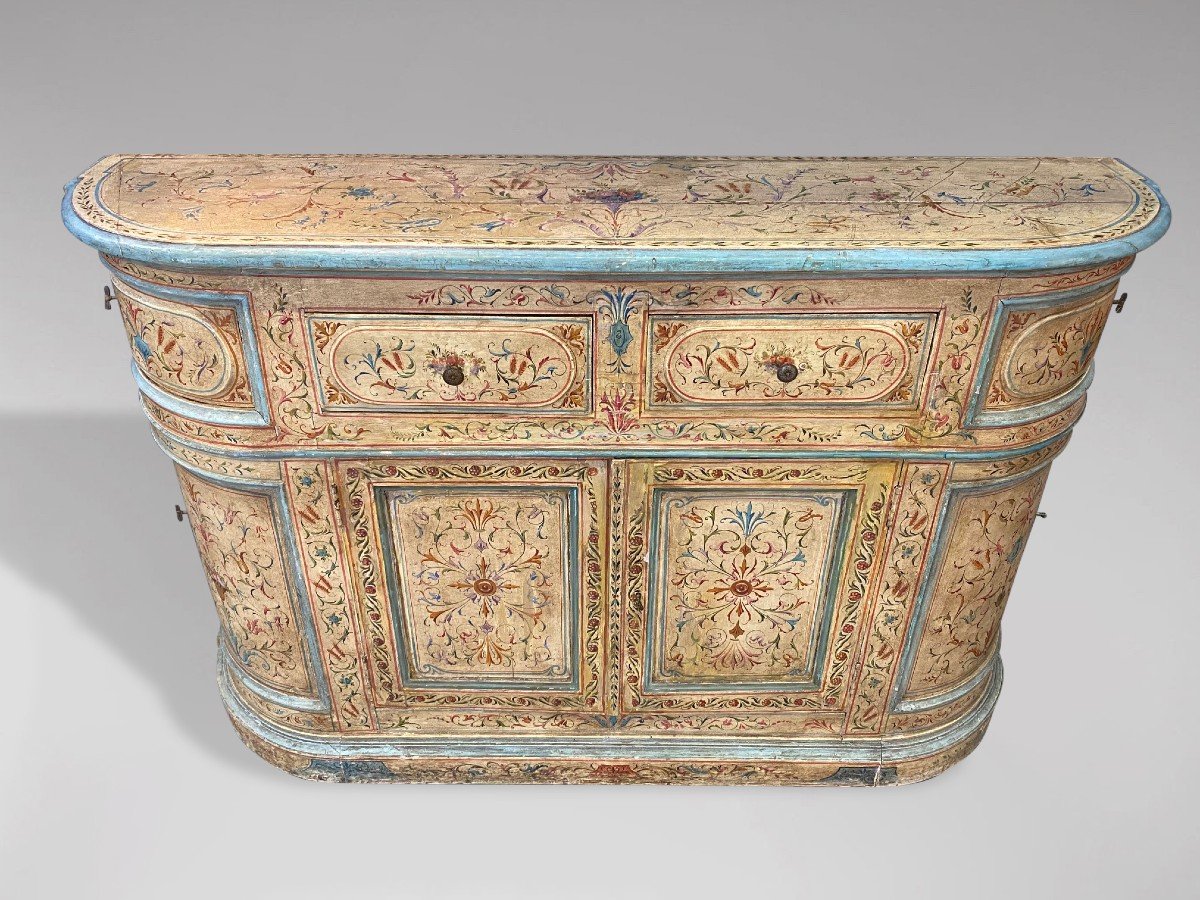 19th Century Italian Floral Painted Credenza-photo-5