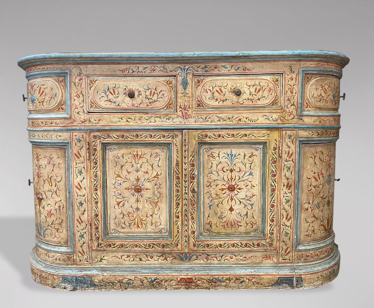 19th Century Italian Floral Painted Credenza