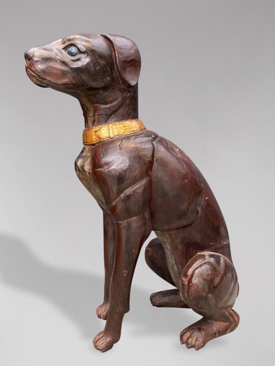 19th Century Life Size Leather Dog Statue