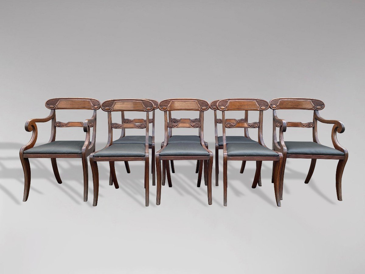 19th Century William IV Period Set Of 8 Mahogany Dining Chairs-photo-2