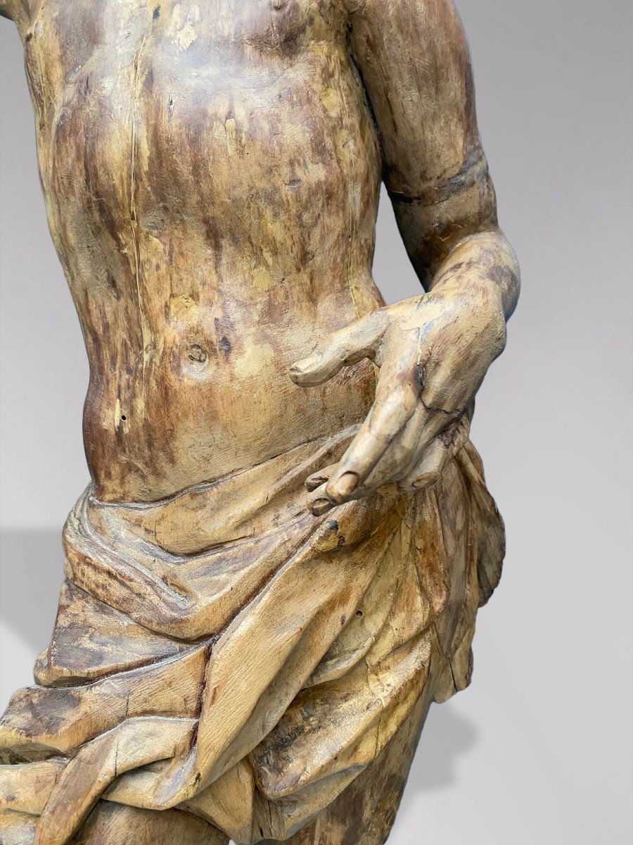 18th Century Tall Wooden Statue Of St. John The Baptist-photo-3