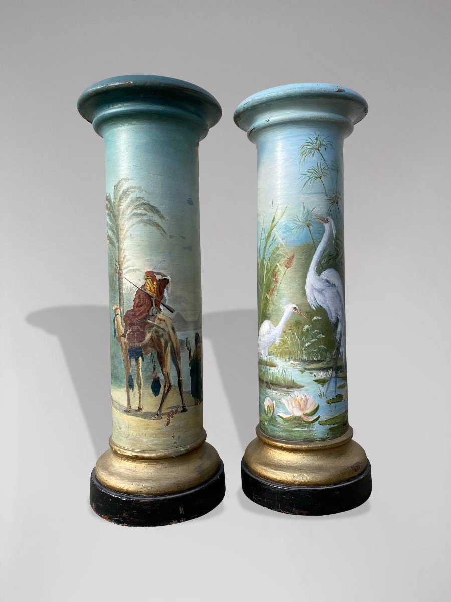 19th Century Pair Of French Painted Columns By Marguerite-photo-4