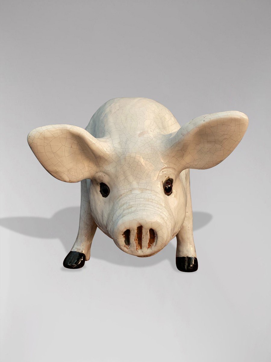 Sculpture Cochon en Faïence de Bavent en Normandie-photo-3