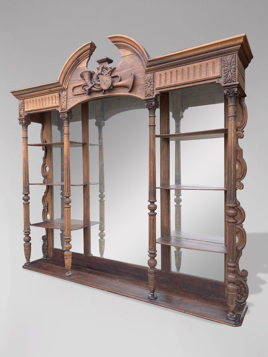 19th Century Large French Walnut Back Bar Shelf-photo-4