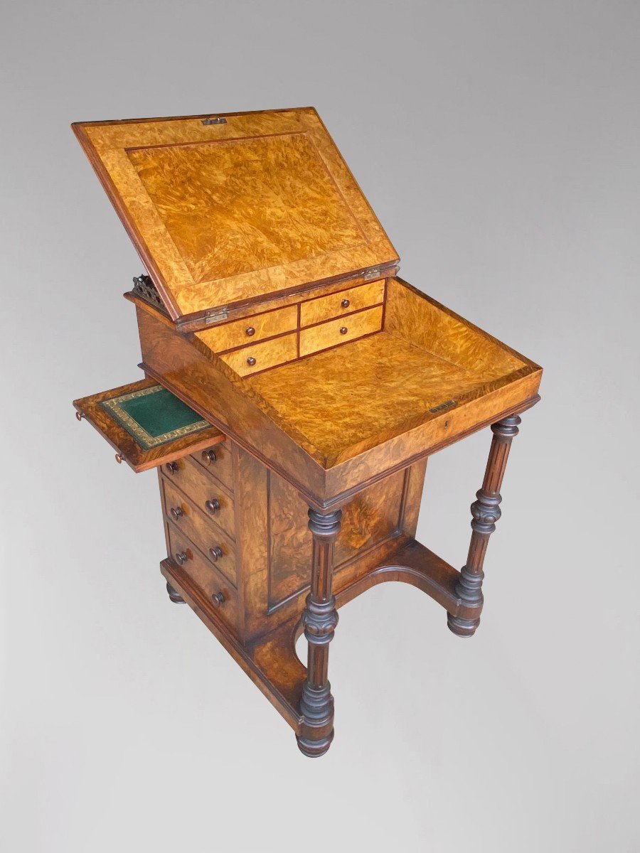 19th Century Burr Walnut Desk Stamped By Edwards & Roberts-photo-2