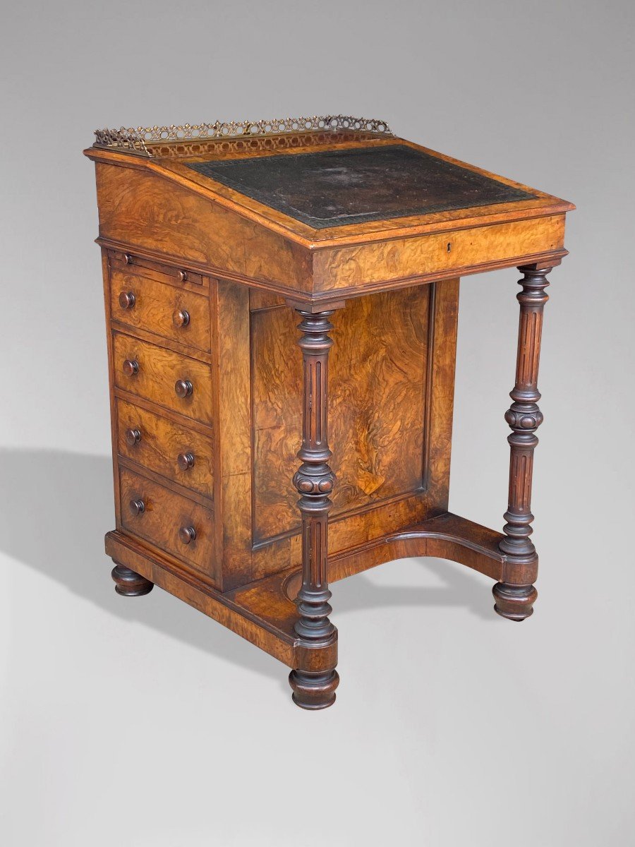 19th Century Burr Walnut Desk Stamped By Edwards & Roberts-photo-4