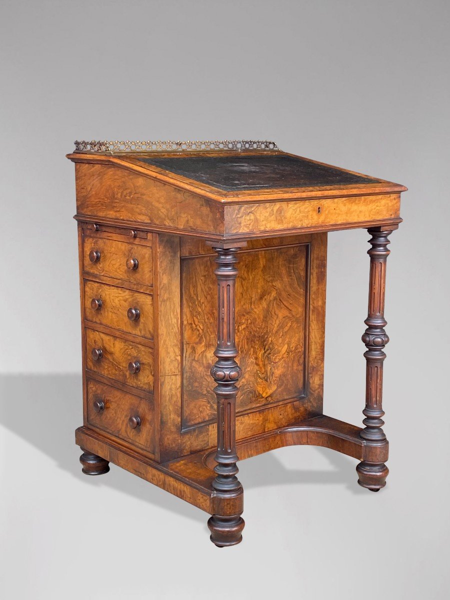 19th Century Burr Walnut Desk Stamped By Edwards & Roberts