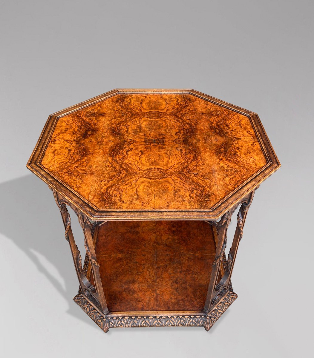 20th Century Burr Walnut Octagonal Occasional Table-photo-2