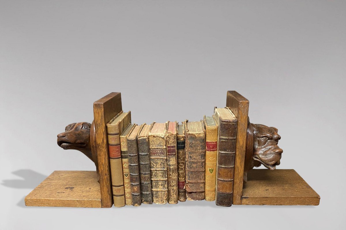 20th Century Pair Of Oak Animalier Bookends-photo-2