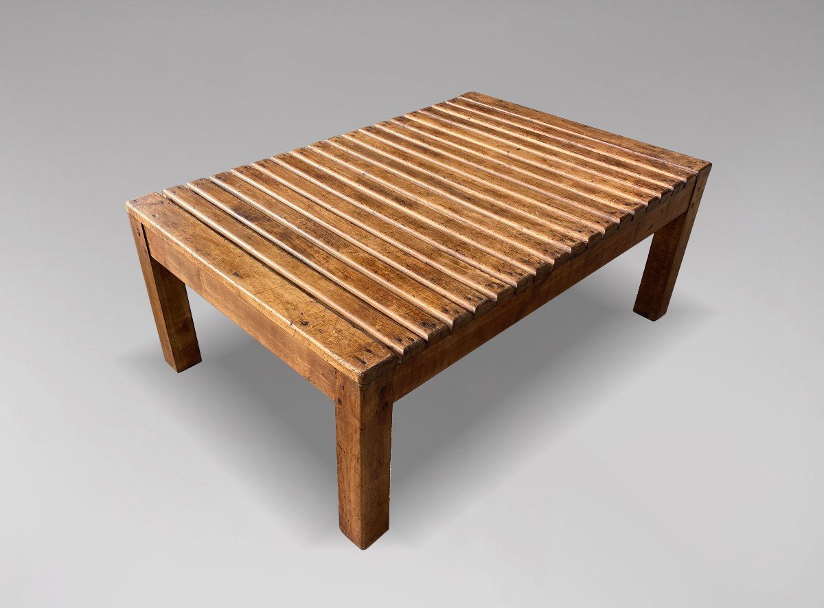 Mid 20th Century Walnut Slat Top Coffee Table