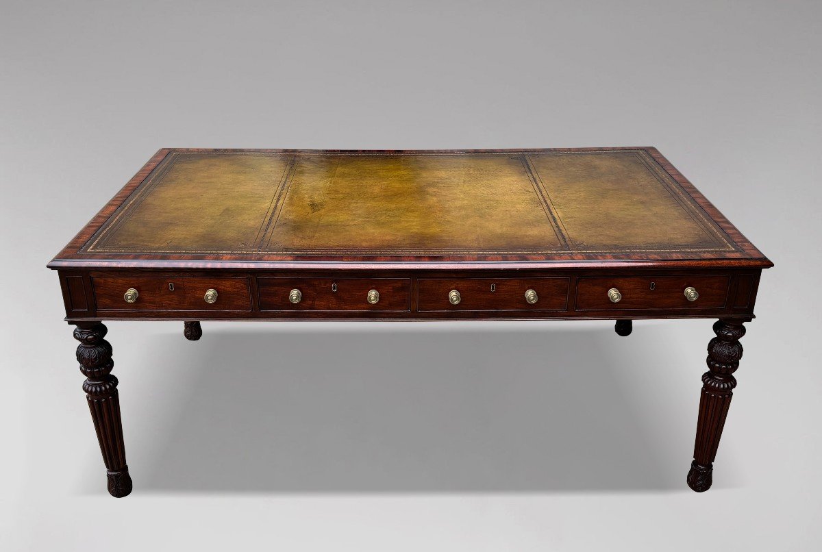 19ème Siècle, Table à Écrire Partners en Acajou d'Époque Guillaume IV -photo-2