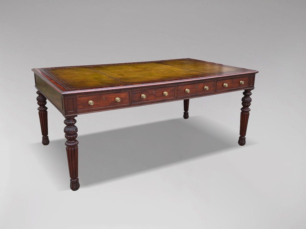 19ème Siècle, Table à Écrire Partners en Acajou d'Époque Guillaume IV -photo-5