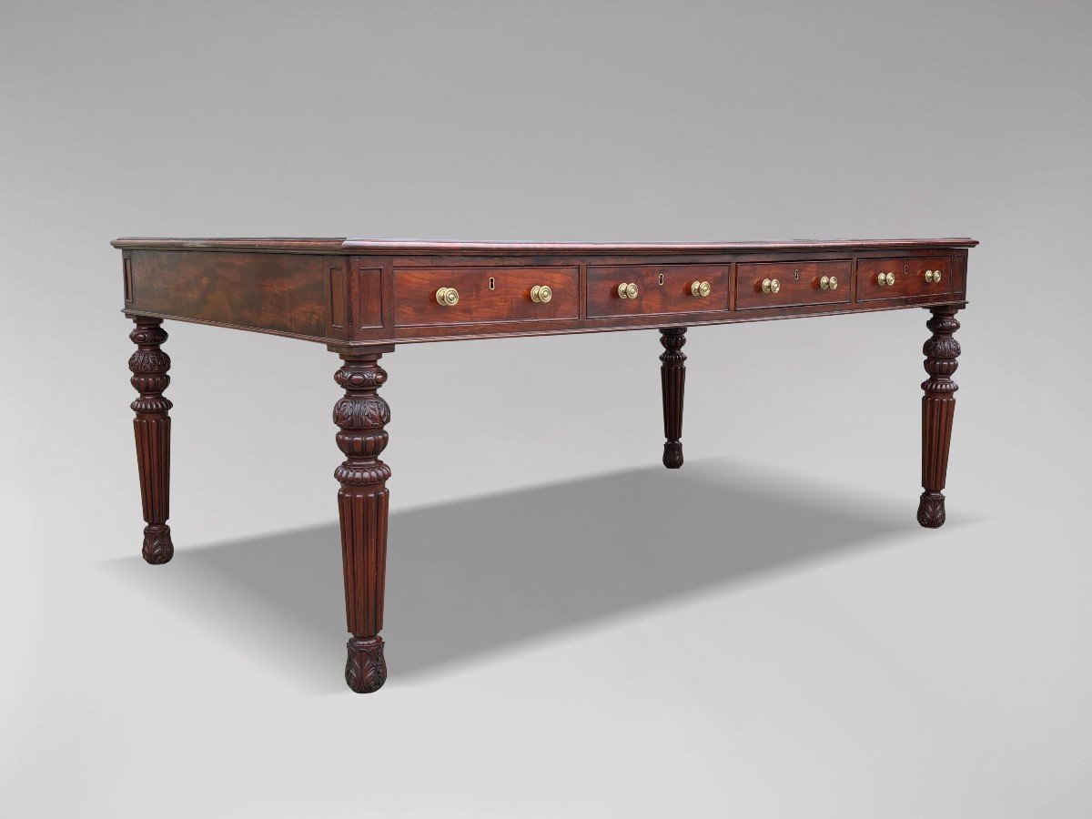 19ème Siècle, Table à Écrire Partners en Acajou d'Époque Guillaume IV -photo-6