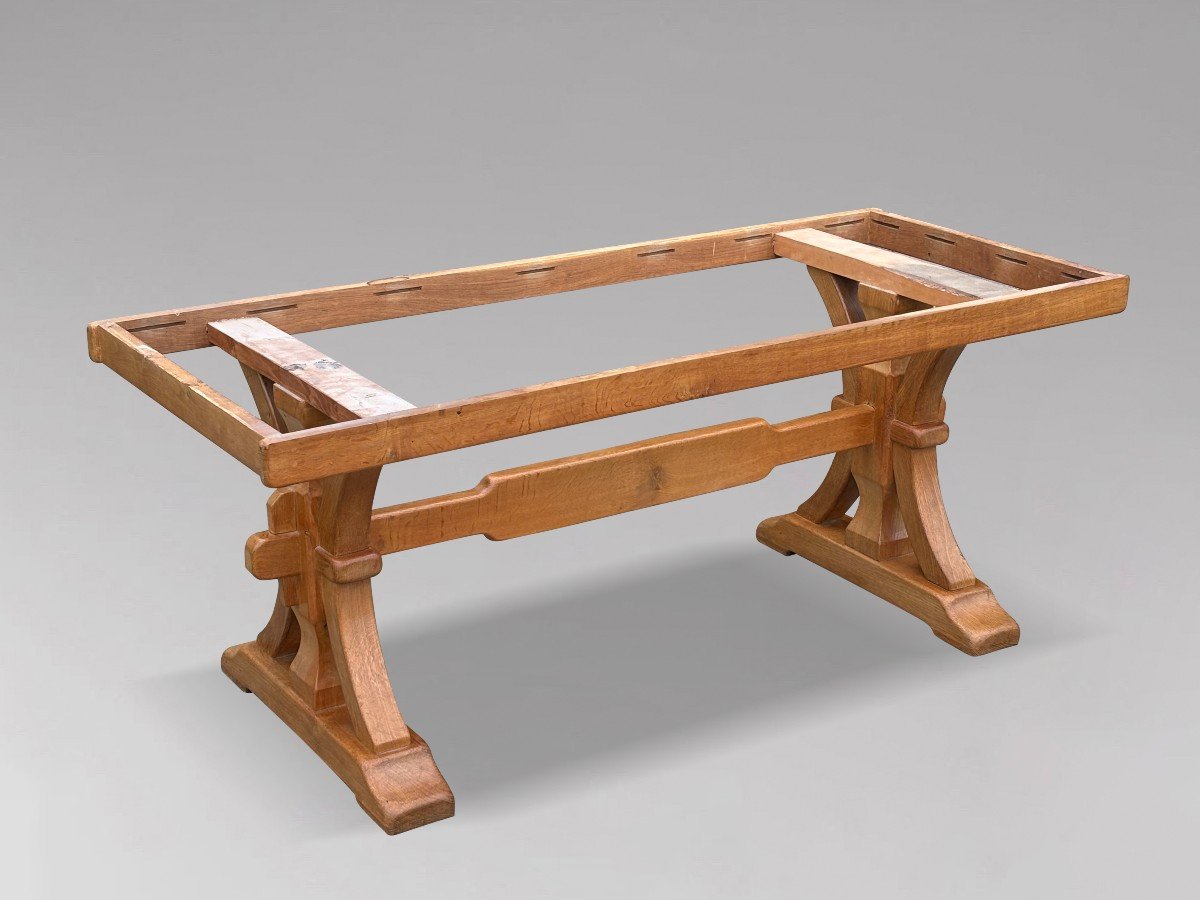 Mid 20th Century Arts And Crafts Oak Refectory Dining Table-photo-4