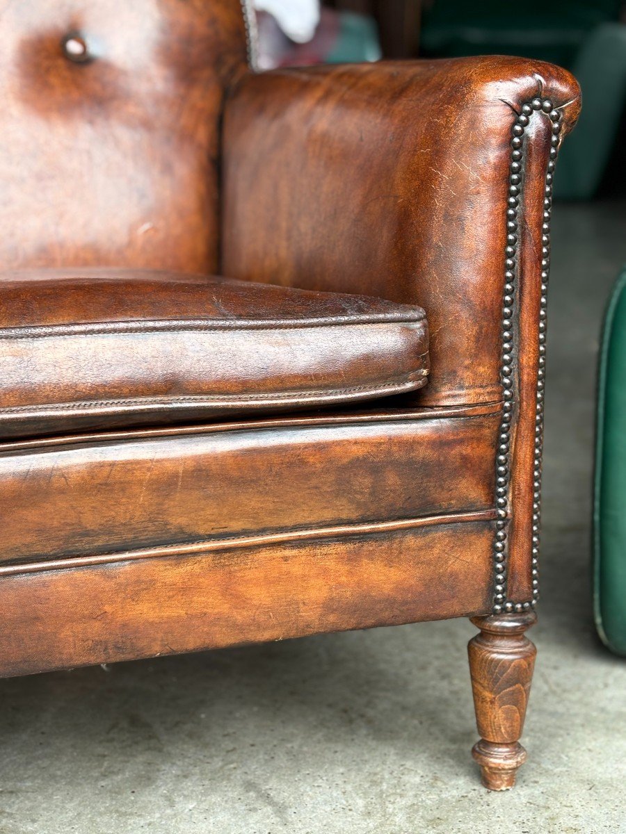 Pair Of 19th Century French Leather Club Armchairs-photo-3
