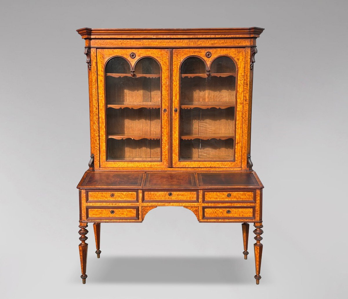 19th Century Louis Philippe Bureau Bookcase In Maple