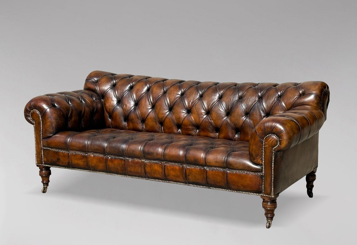 19th Century Victorian Period Leather Chesterfield Sofa