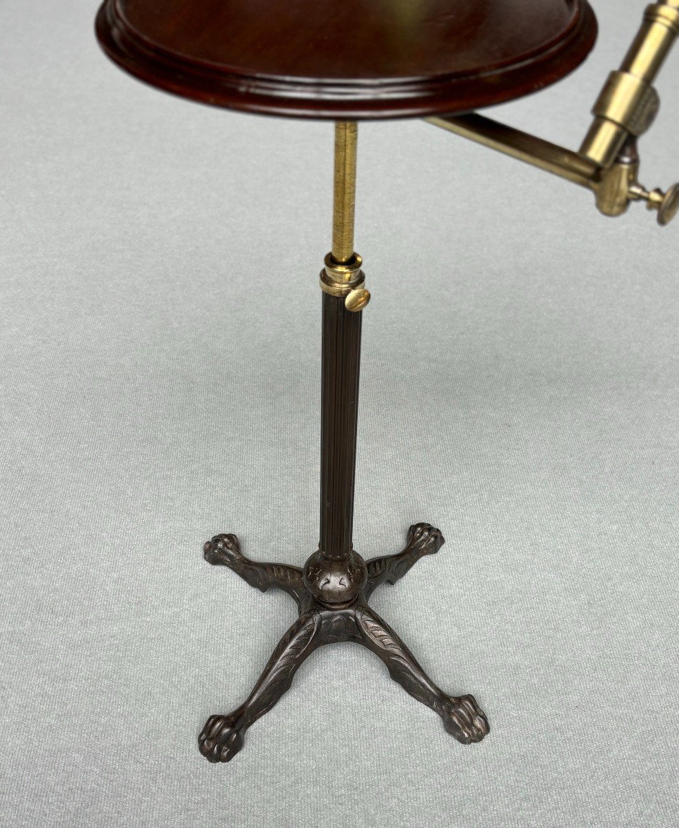 19th Century Cast Iron & Mahogany Adjustable Reading Stand-photo-4