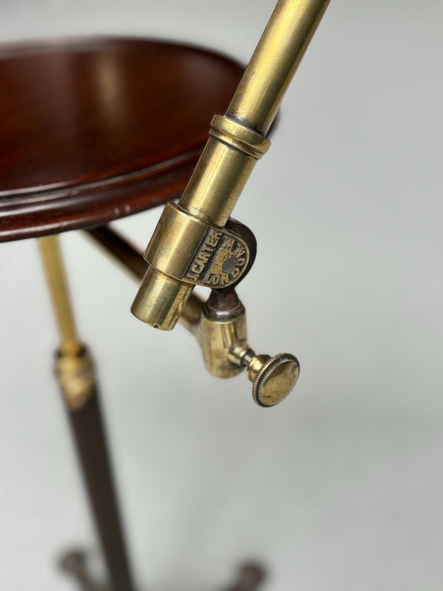 19th Century Cast Iron & Mahogany Adjustable Reading Stand-photo-1