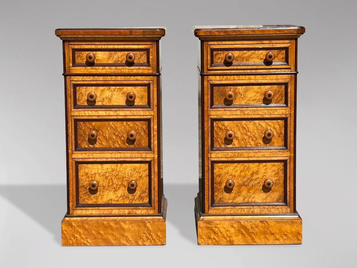 Pair Of 19th Century Victorian Bedside Chests In Maple-photo-4