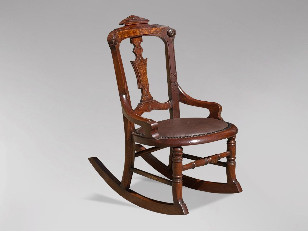 19ème Siècle, Rocking Chair d'Enfant en Acajou d'Époque Victorienne 