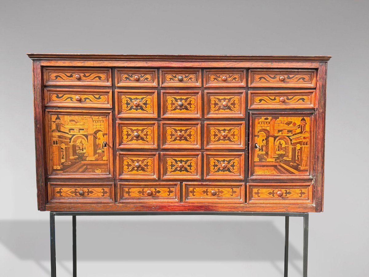 18th Century Italian Provincial Marquetry Cabinet On Stand-photo-2