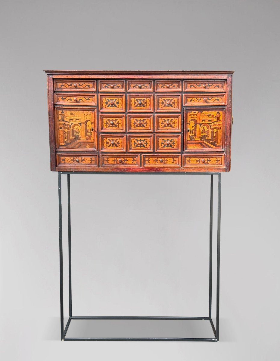 18th Century Italian Provincial Marquetry Cabinet On Stand