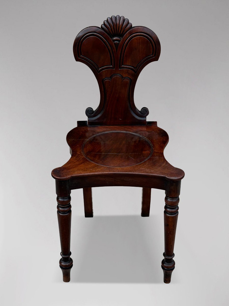 Pair Of 19th Century Regency Period Mahogany Hall Chairs-photo-4