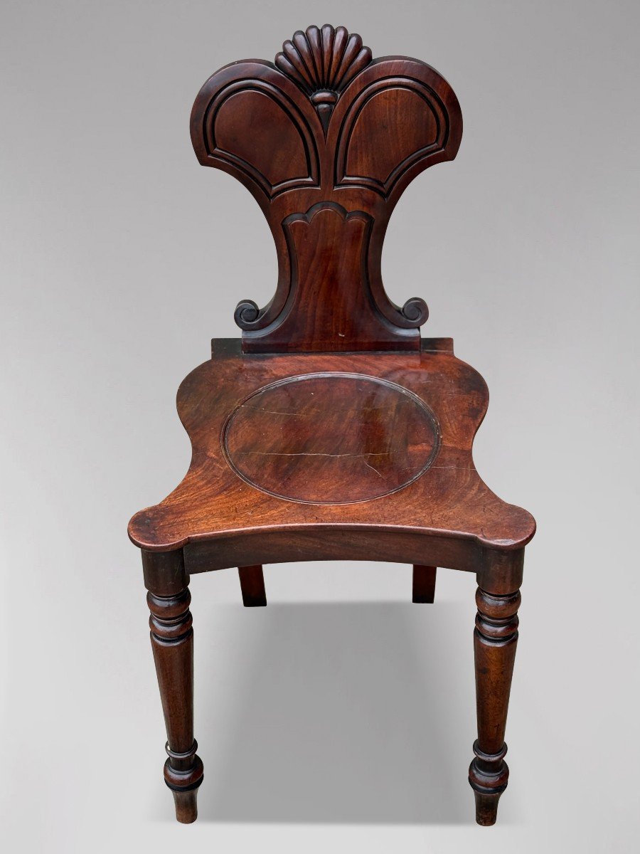 Pair Of 19th Century Regency Period Mahogany Hall Chairs-photo-2
