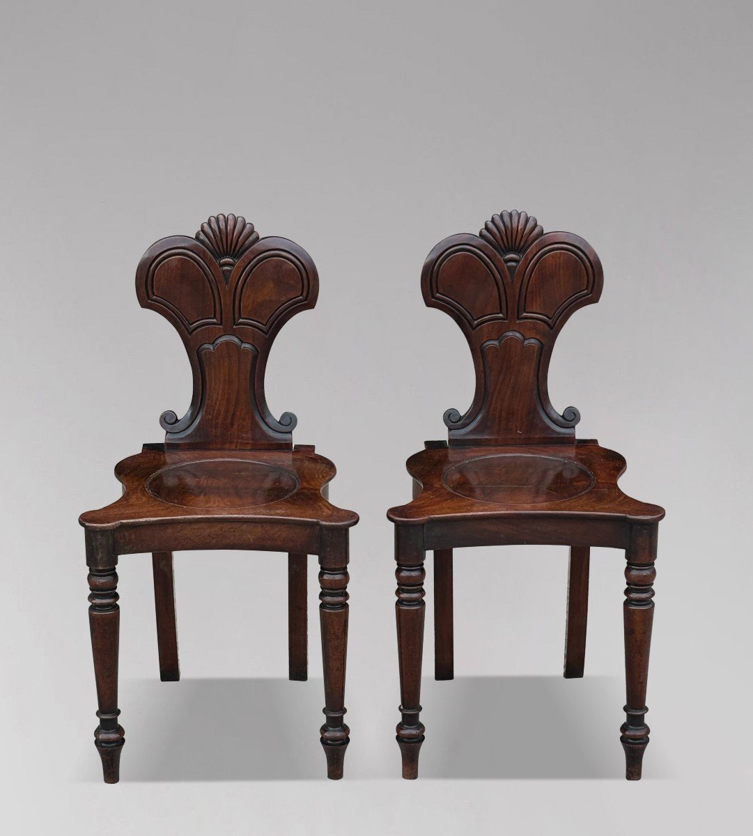 Pair Of 19th Century Regency Period Mahogany Hall Chairs-photo-5