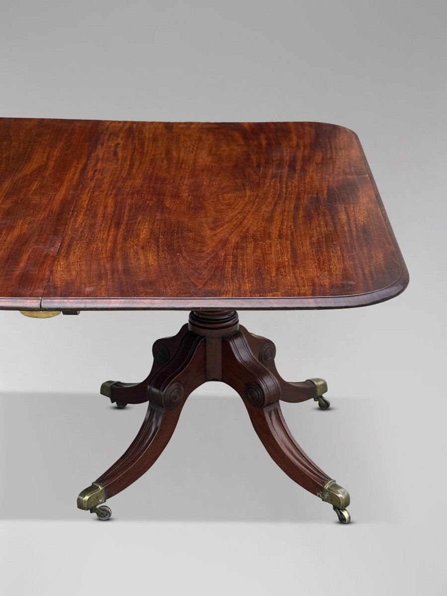 18th Century George III Period Mahogany Twin-pillar Dining Table-photo-4