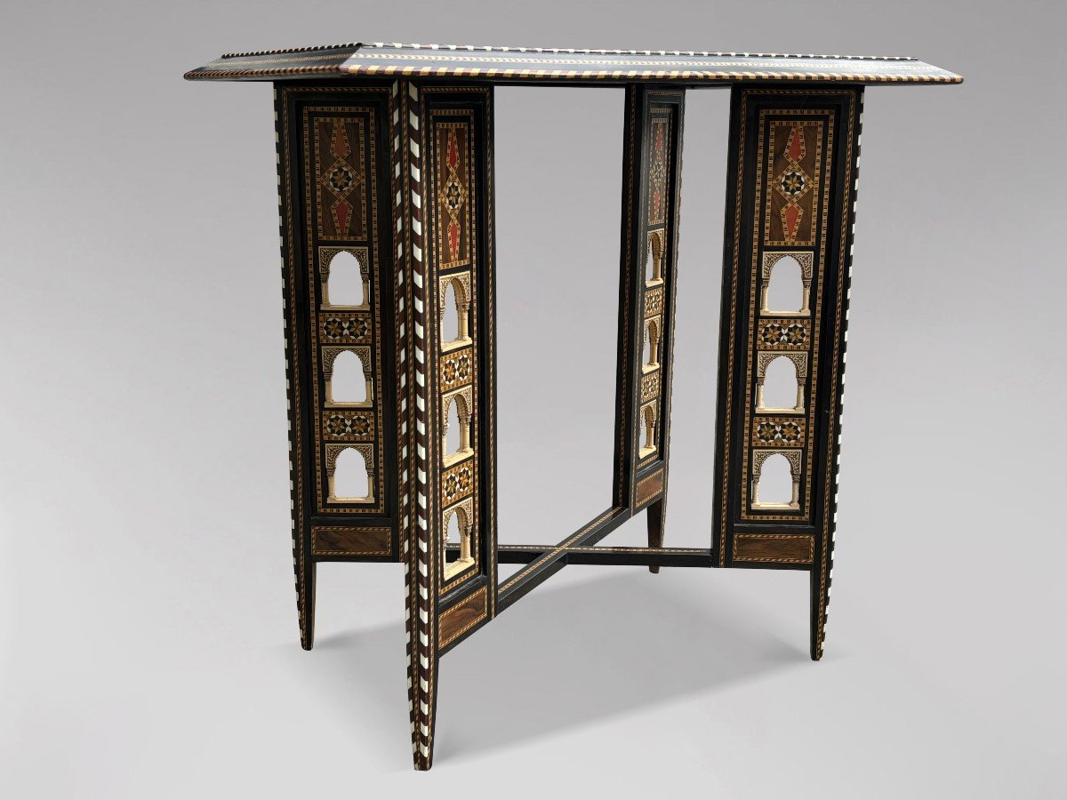 Early 20th Century Syrian Marquetry Inlay Rosewood Table-photo-2