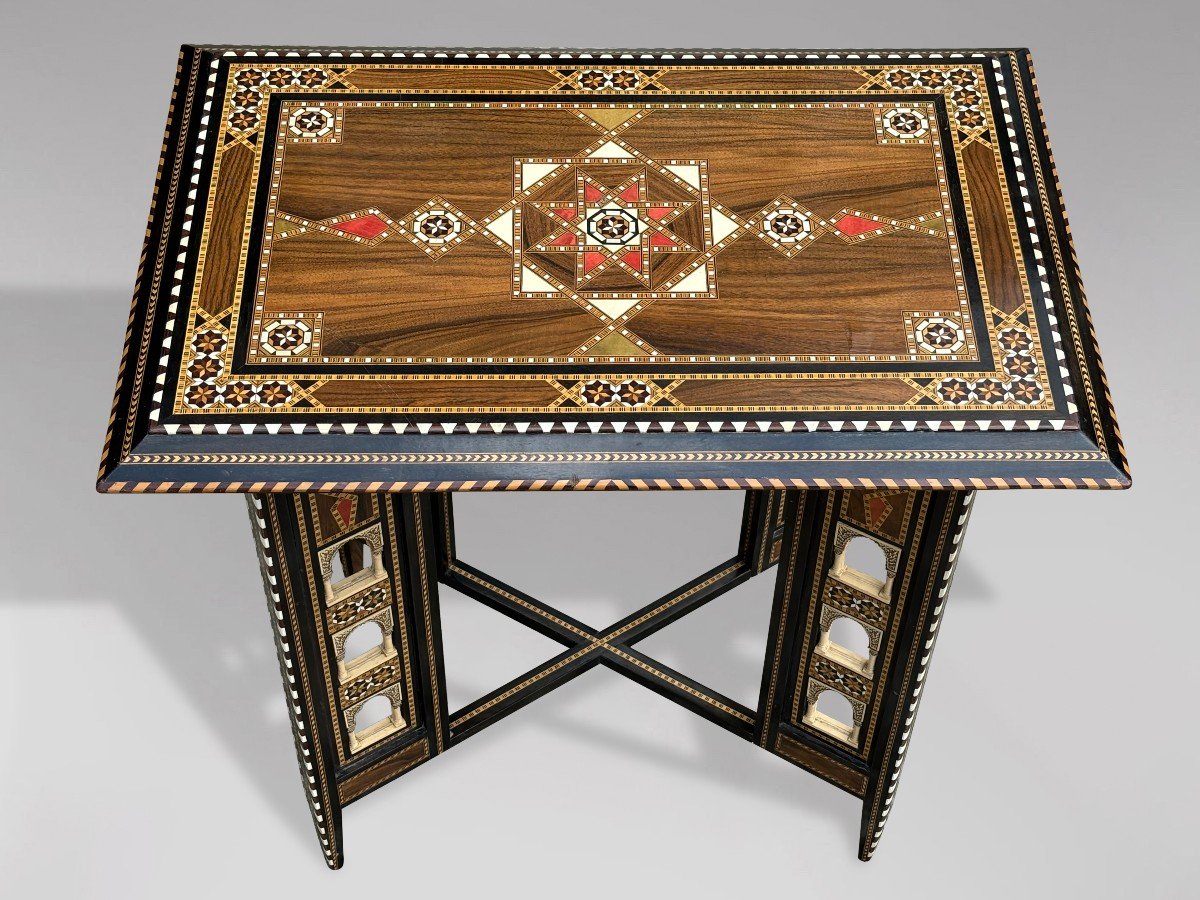 Early 20th Century Syrian Marquetry Inlay Rosewood Table