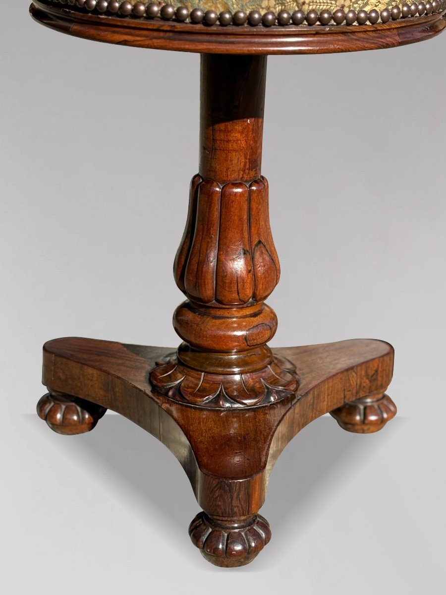 Paire de Tabourets de Piano en Palissandre d'Époque Guillaume IV du 19ème Siècle-photo-4