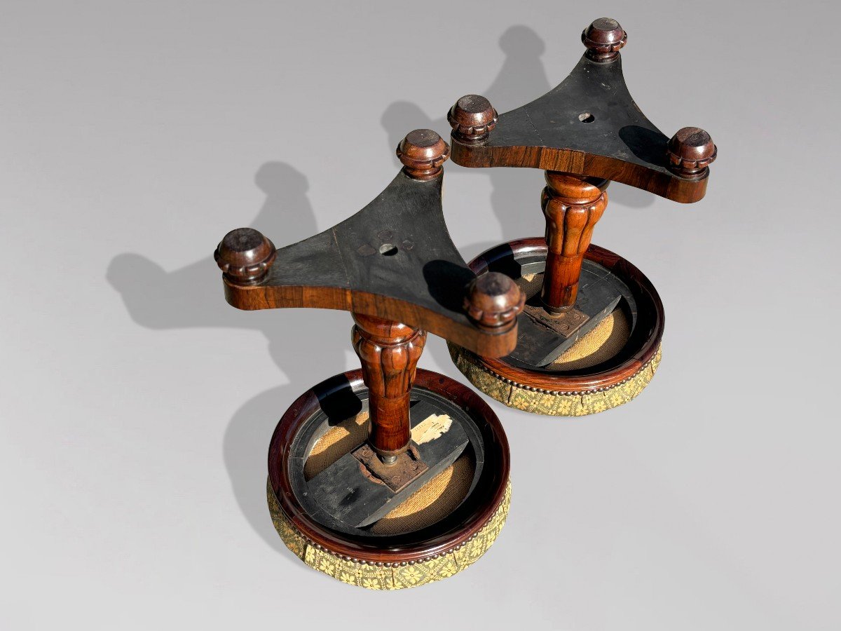 Paire de Tabourets de Piano en Palissandre d'Époque Guillaume IV du 19ème Siècle-photo-3