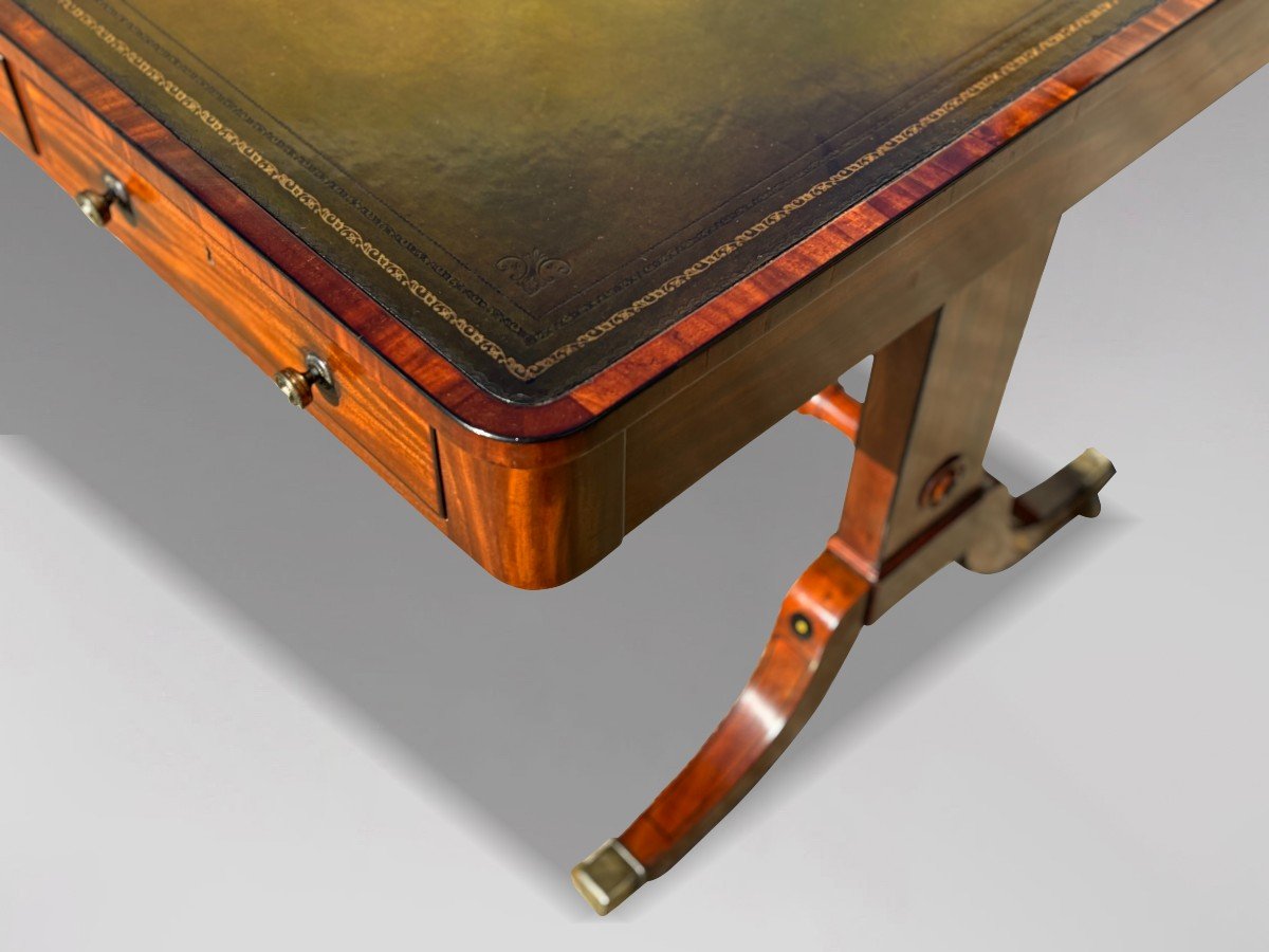 Early 19th Century Regency Period Mahogany Partners Library Writing Table-photo-3