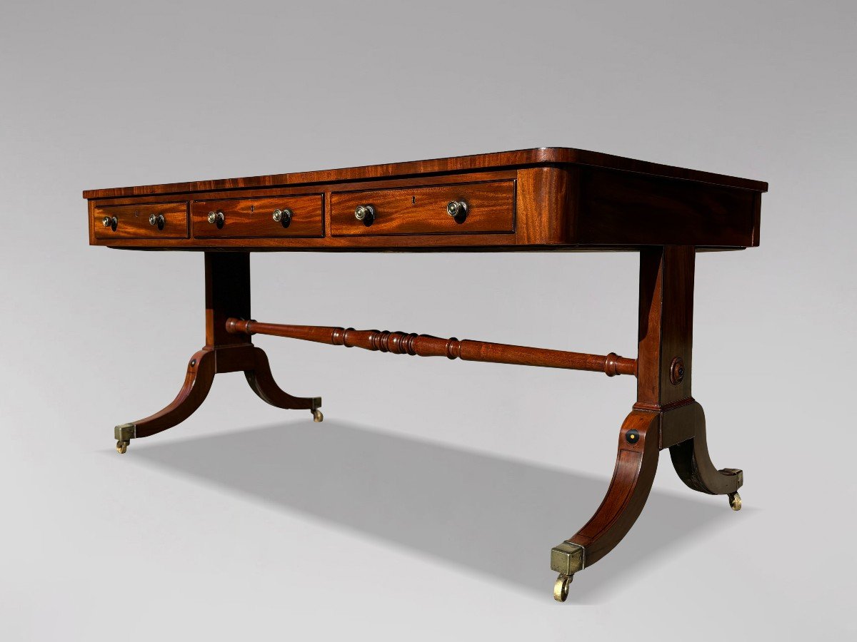Early 19th Century Regency Period Mahogany Partners Library Writing Table-photo-6