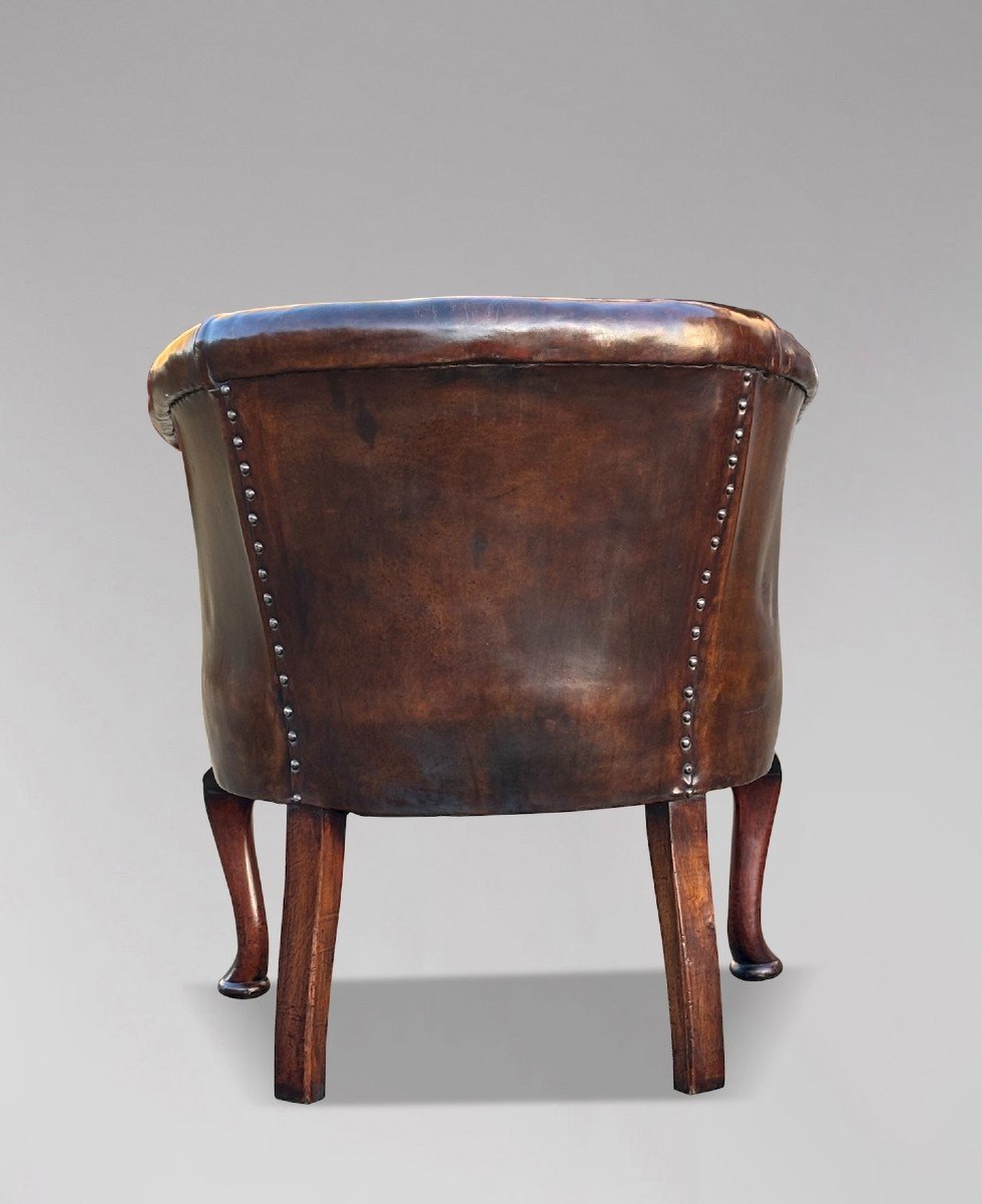 Fauteuil de Bureau en Cuir Marron d'époque Guillaume IV 19ème Siècle-photo-6