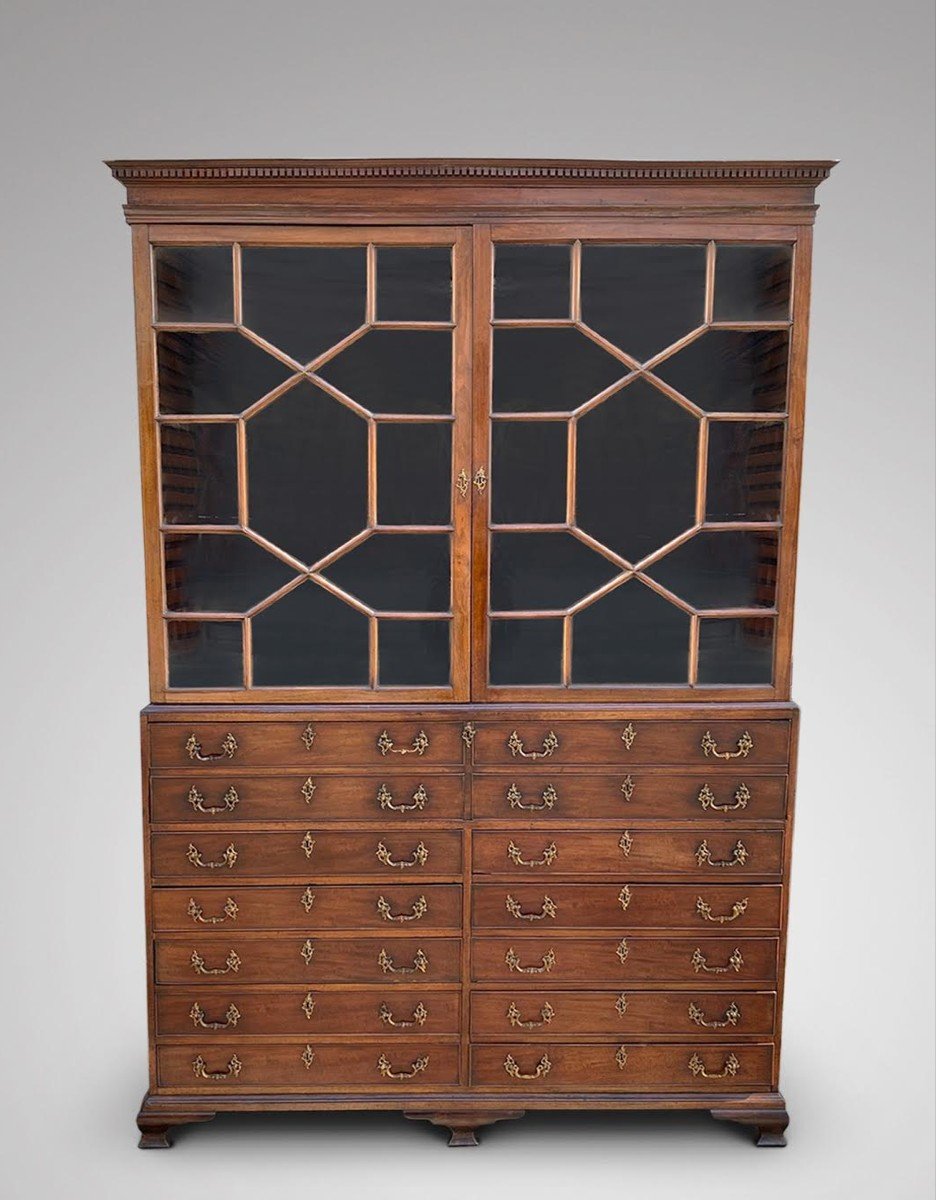18th Century George III Period Mahogany Secretary Library Bookcase-photo-2